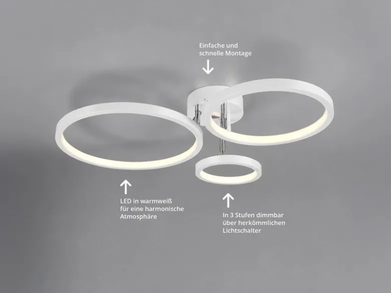 LED Deckenleuchte CORNA schwenkbar & dimmbar, Weiß Breite 71cm