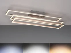 LED Deckenleuchte CORSO mit Fernbedienung & Tageslicht, Silber Breite: 66cm