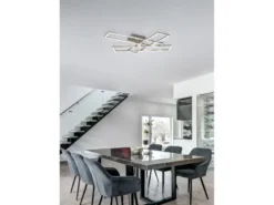 LED Deckenleuchte CORSO mit Fernbedienung & Tageslicht, Silber Breite: 66cm