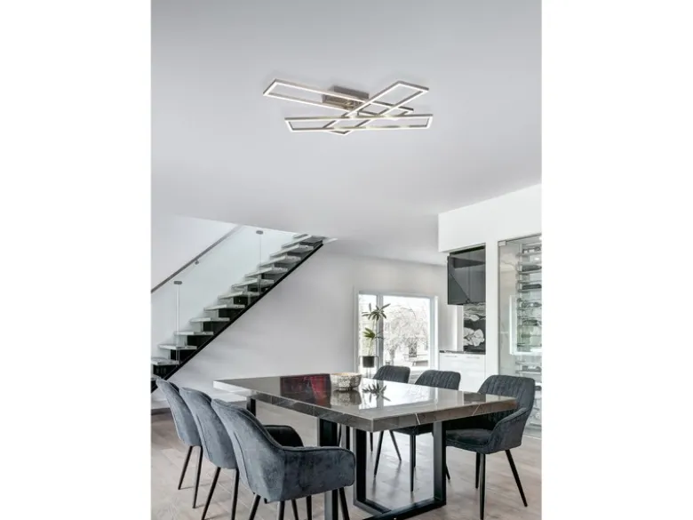 LED Deckenleuchte CORSO mit Fernbedienung & Tageslicht, Silber Breite: 66cm