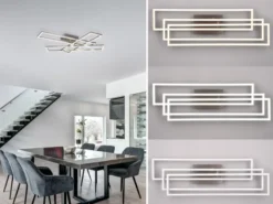 LED Deckenleuchte CORSO mit Fernbedienung & Tageslicht, Silber Breite: 66cm