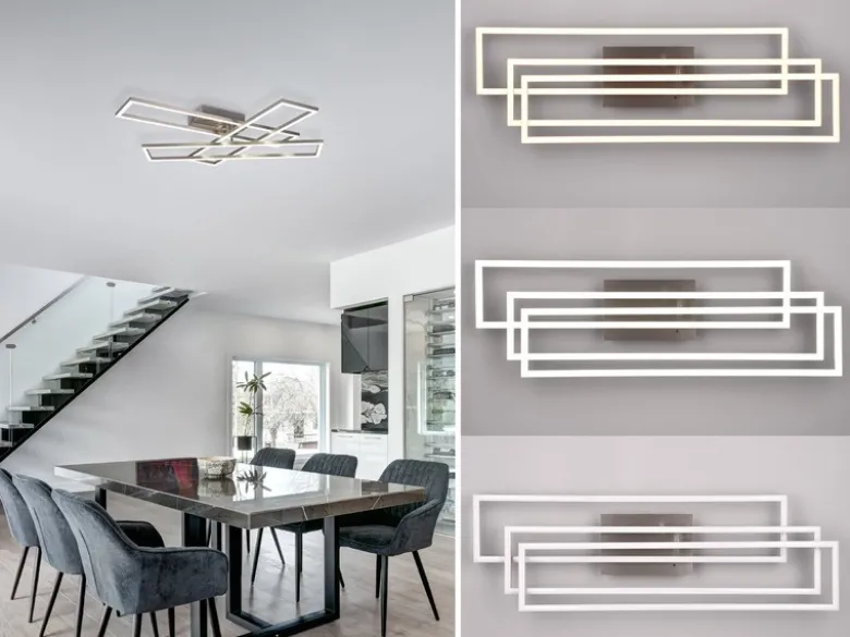 LED Deckenleuchte CORSO mit Fernbedienung & Tageslicht, Silber Breite: 66cm