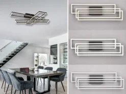 LED Deckenleuchte CORSO mit Fernbedienung & Tageslicht, Schwarz Breite: 66cm