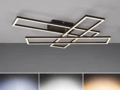 LED Deckenleuchte CORSO mit Fernbedienung & Tageslicht, Schwarz Breite: 66cm