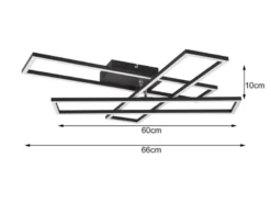 LED Deckenleuchte CORSO mit Fernbedienung & Tageslicht, Schwarz Breite: 66cm