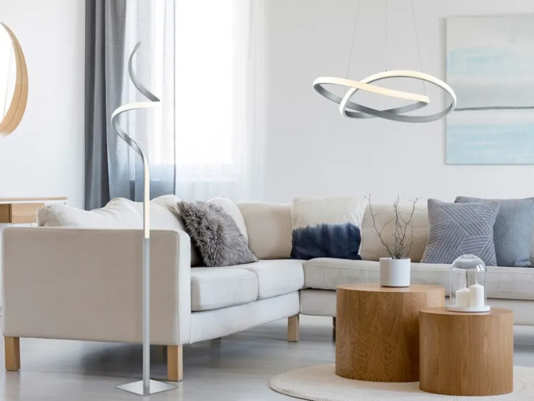 LED Deckenleuchte COURSE Silber mit Stufen Dimmer, 4000K Neutralweiß, Ø 45cm