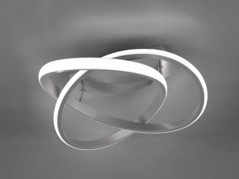 LED Deckenleuchte COURSE Silber mit Stufen Dimmer, 4000K Neutralweiß, Ø 45cm