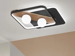 LED Deckenleuchte CRICKET Schwarz 3 Lichtfarben einstellbar, 50x40cm
