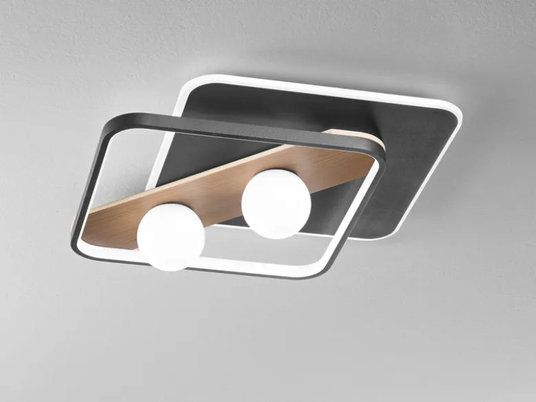 LED Deckenleuchte CRICKET Schwarz 3 Lichtfarben einstellbar, 50x40cm
