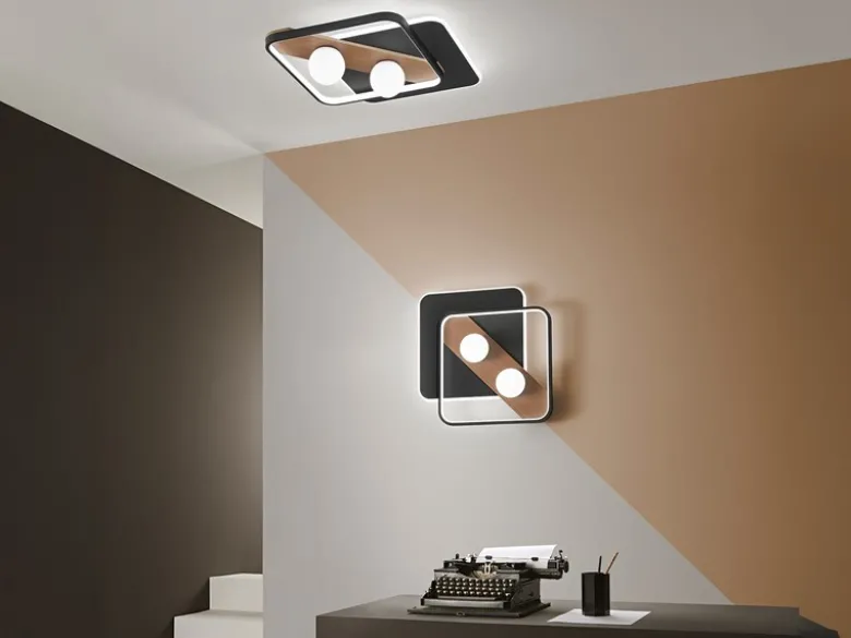 LED Deckenleuchte CRICKET Schwarz 3 Lichtfarben einstellbar, 50x40cm