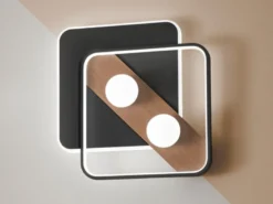 LED Deckenleuchte CRICKET Schwarz 3 Lichtfarben einstellbar, 50x40cm