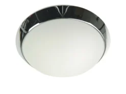 LED Deckenleuchte / Deckenschale rund, Opalglas matt, Dekorring Chrom, Ø 45cm