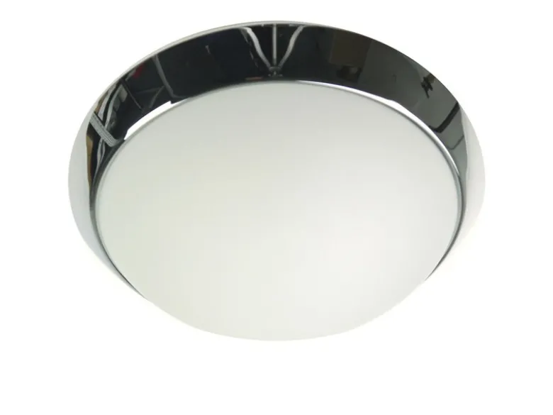 LED Deckenleuchte / Deckenschale rund, Opalglas matt, Dekorring Chrom, Ø 45cm