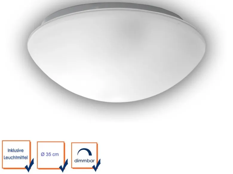 LED Deckenleuchte / Deckenschale rund, Glas satiniert mit Klarrand, Ø 35cm