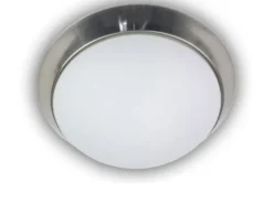LED Deckenleuchte / Deckenschale, Opalglas matt, Dekorring Nickel matt, Ø 35cm