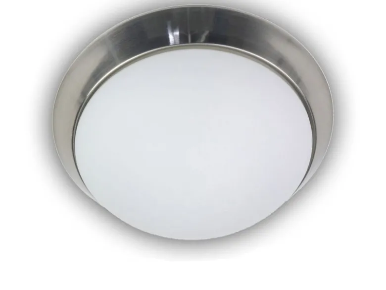 LED Deckenleuchte / Deckenschale, Opalglas matt, Dekorring Nickel matt, Ø 35cm