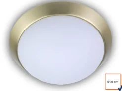 LED Deckenleuchte Deckenschale rund Opalglas matt Dekorring Messing matt Ø 25cm