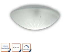 LED Deckenleuchte / Deckenschale rund, Schliffglas satiniert, Ø 30cm