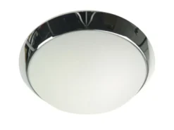 LED Deckenleuchte / Deckenschale rund, Opalglas matt, Dekorring Chrom, Ø 35cm