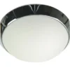 LED Deckenleuchte / Deckenschale rund, Opalglas matt, Dekorring Chrom, Ø 50cm