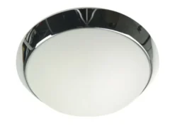 LED Deckenleuchte / Deckenschale rund, Opalglas matt, Dekorring Chrom, Ø 50cm