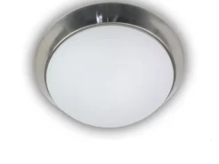 LED Deckenleuchte / Deckenschale, Opalglas matt, Dekorring Nickel matt, Ø 25cm