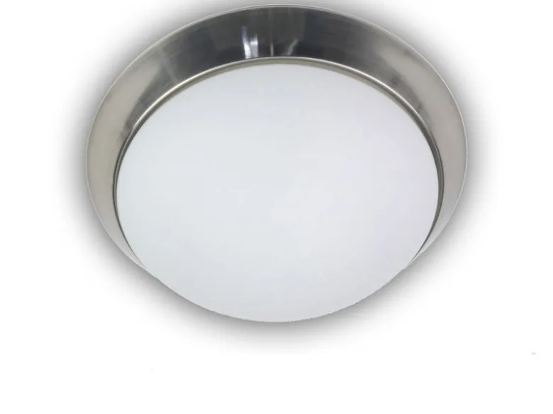 LED Deckenleuchte / Deckenschale, Opalglas matt, Dekorring Nickel matt, Ø 25cm