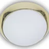 LED Deckenleuchte Deckenschale Opalglas matt, Dekorring Messing poliert, Ø 50cm