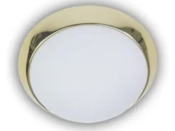 LED Deckenleuchte Deckenschale Opalglas matt, Dekorring Messing poliert, Ø 50cm