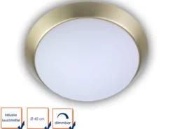 LED Deckenleuchte Deckenschale Opalglas matt Dekorring Messing matt, Ø 45cm