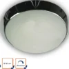 LED Deckenleuchte / Deckenschale rund, Glas Alabaster, Dekorring Chrom, Ø 30cm