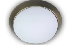 LED Deckenleuchte / Deckenschale, Opalglas matt, Dekorring Altmessing, Ø 30cm