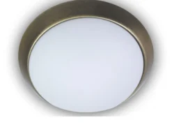 LED Deckenleuchte / Deckenschale, Opalglas matt, Dekorring Altmessing, Ø 40cm