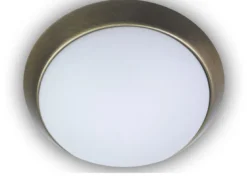 LED Deckenleuchte / Deckenschale, Opalglas matt, Dekorring Altmessing, Ø 45cm