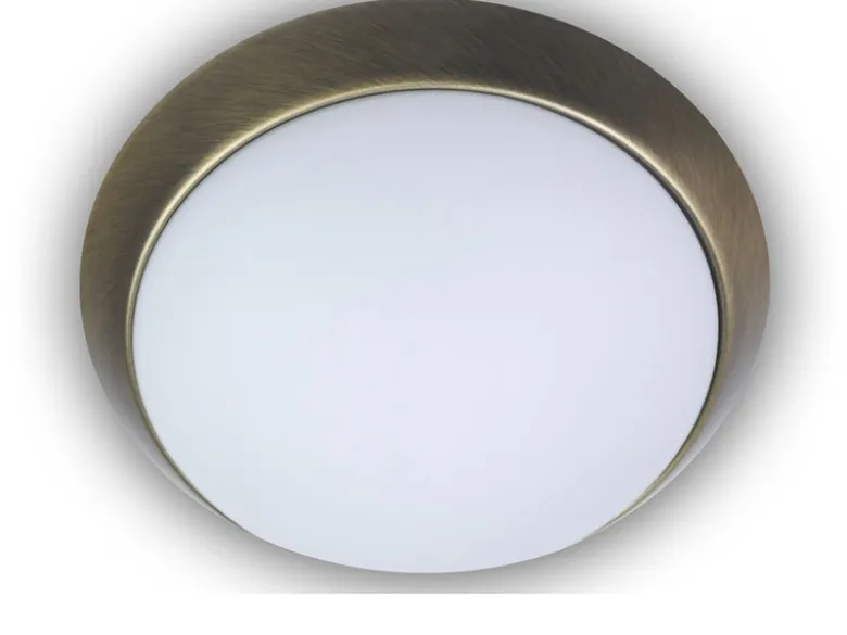 LED Deckenleuchte / Deckenschale, Opalglas matt, Dekorring Altmessing, Ø 45cm