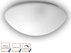 LED Deckenleuchte / Deckenschale rund, Glas satiniert mit Klarrand, Ø 25cm