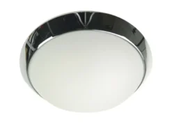 LED Deckenleuchte / Deckenschale rund, Opalglas matt, Dekorring Chrom, Ø 45cm