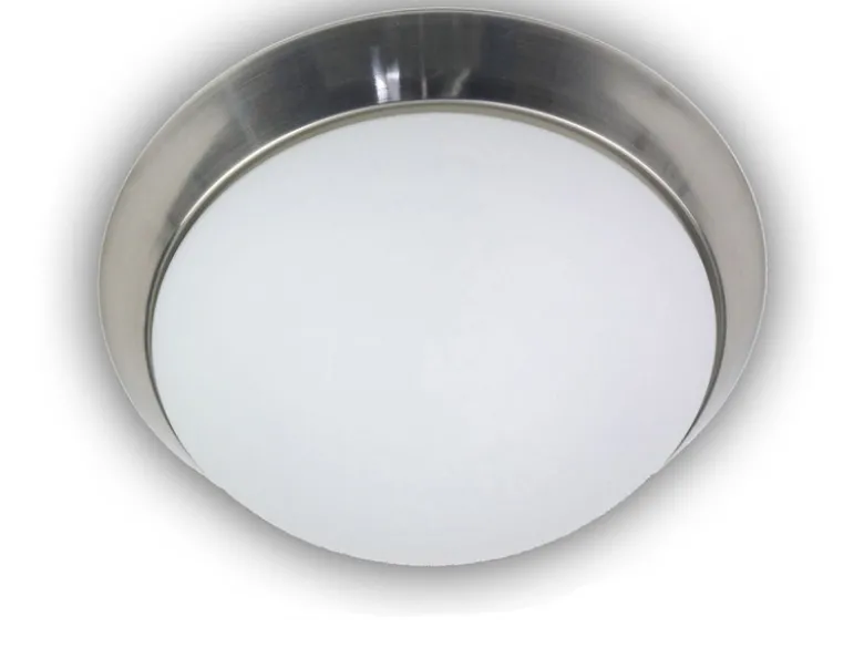 LED Deckenleuchte / Deckenschale, Opalglas matt, Dekorring Nickel matt, Ø 40cm