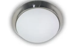 LED Deckenleuchte / Deckenschale, Opalglas matt, Dekorring Nickel matt, Ø 50cm