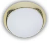 LED Deckenleuchte Deckenschale Opalglas matt, Dekorring Messing poliert, Ø 30cm