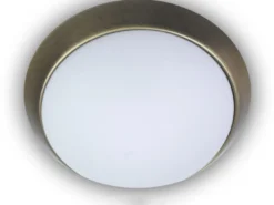 LED Deckenleuchte / Deckenschale, Opalglas matt, Dekorring Altmessing, Ø 50cm