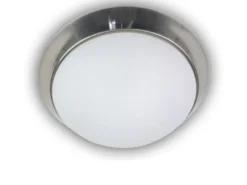 LED Deckenleuchte / Deckenschale, Opalglas matt, Dekorring Nickel matt, Ø 30cm