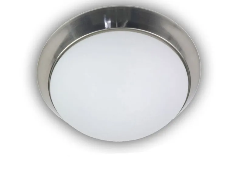 LED Deckenleuchte / Deckenschale, Opalglas matt, Dekorring Nickel matt, Ø 30cm