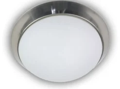 LED Deckenleuchte / Deckenschale, Opalglas matt, Dekorring Nickel matt, Ø 45cm
