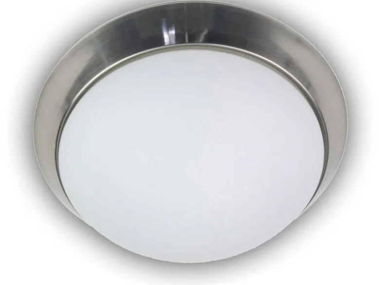 LED Deckenleuchte / Deckenschale, Opalglas matt, Dekorring Nickel matt, Ø 45cm