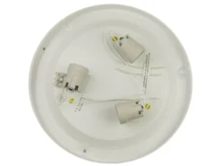 LED Deckenleuchte Deckenschale Opalglas matt, Dekorring Messing poliert, Ø 45cm