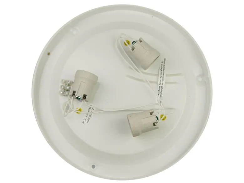 LED Deckenleuchte Deckenschale Opalglas matt, Dekorring Messing poliert, Ø 45cm