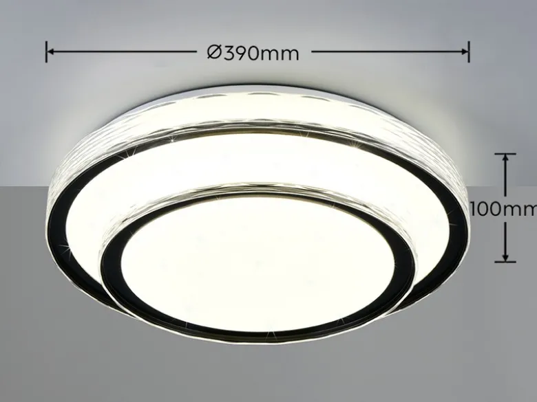 LED Deckenleuchte DIMA in Schwarz mit Sternenhimmel Effekt, Ø 39cm