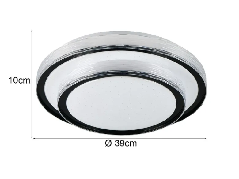 LED Deckenleuchte DIMA in Schwarz mit Sternenhimmel Effekt, Ø 39cm