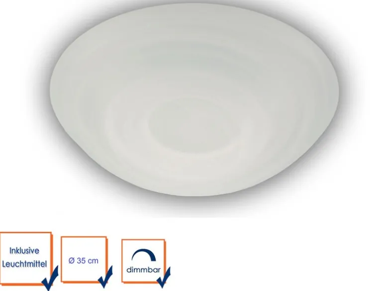 LED Deckenleuchte dimmbar, Deckenschale rund, Glas Alabaster, Ø 35cm